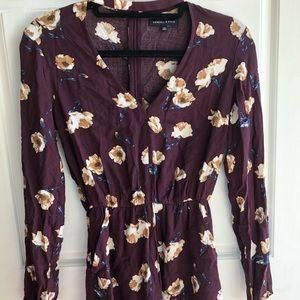 Maroon floral romper